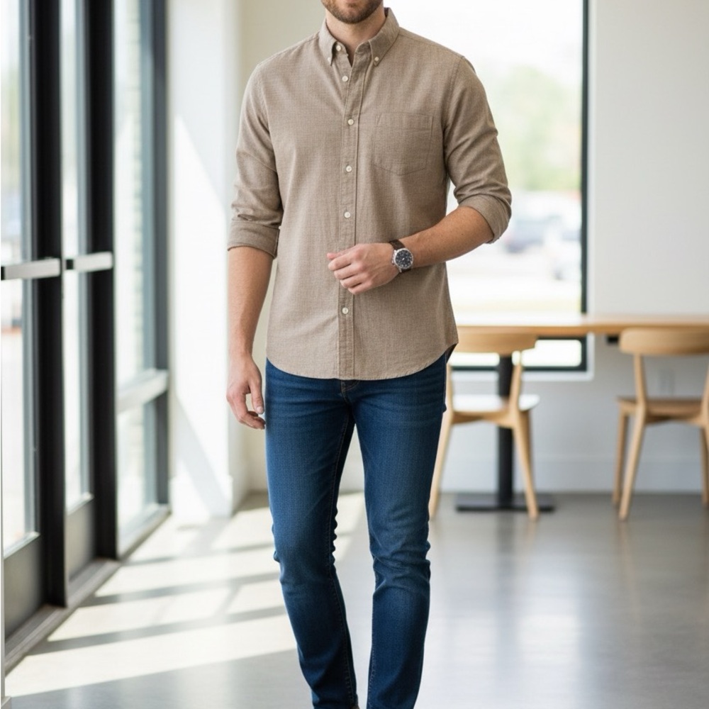 Sonoma Beige Button-Up Shirt